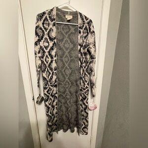 NWT Kaisley Long Duster Cardigan Open Pockets Side Slits size small
